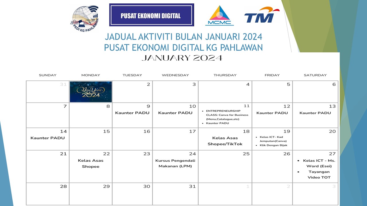 JADUAL AKTIVITI BULAN JANUARI 2024