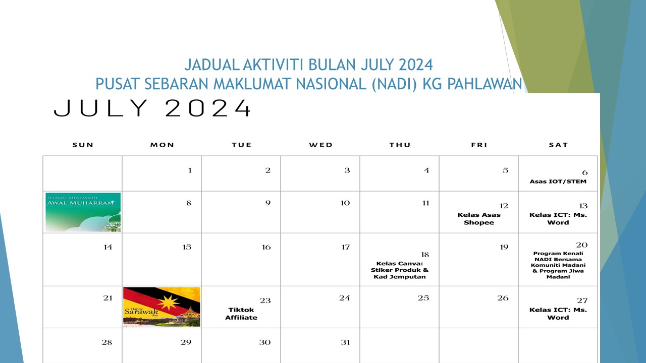 JADUAL AKTIVITI BULAN JULAI 2024