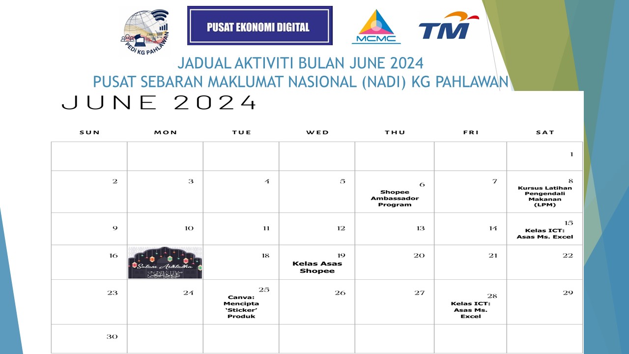 JADUAL AKTIVITI BULAN JUNE 2024