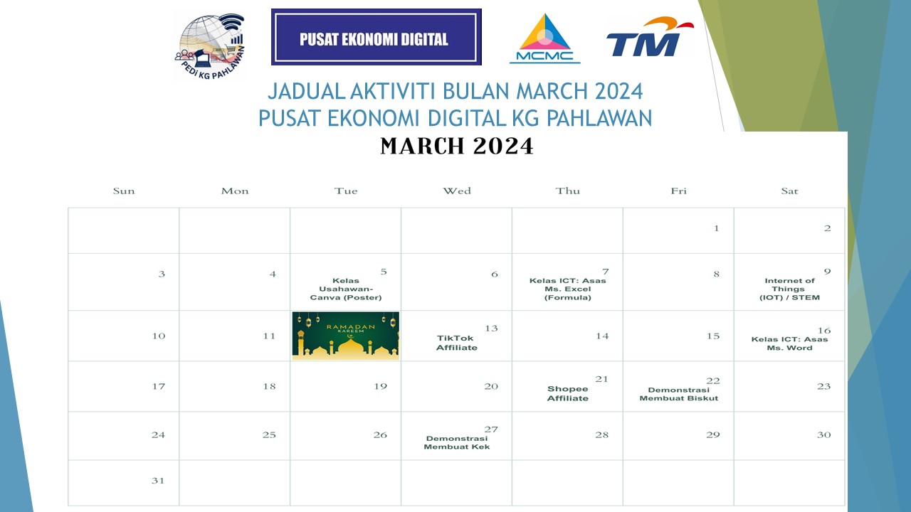 JADUAL AKTIVITI BULAN MARCH 2024