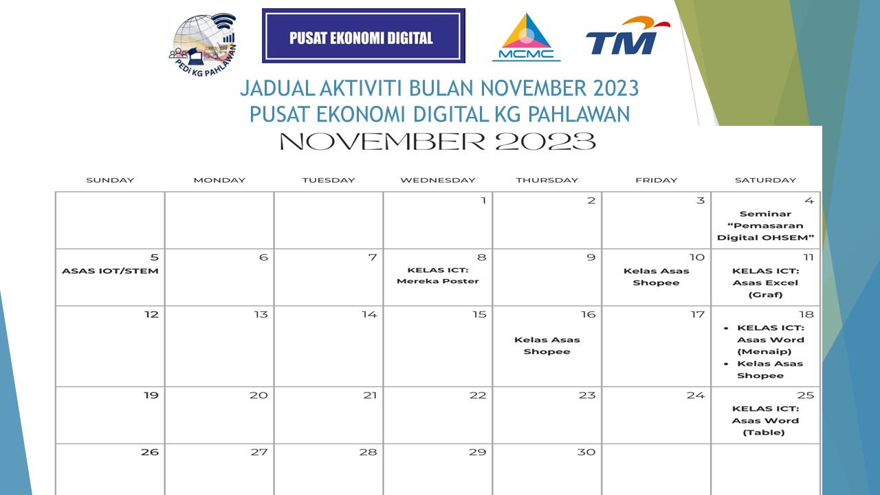 JADUAL AKTIVITI BULAN NOVEMBER 2023