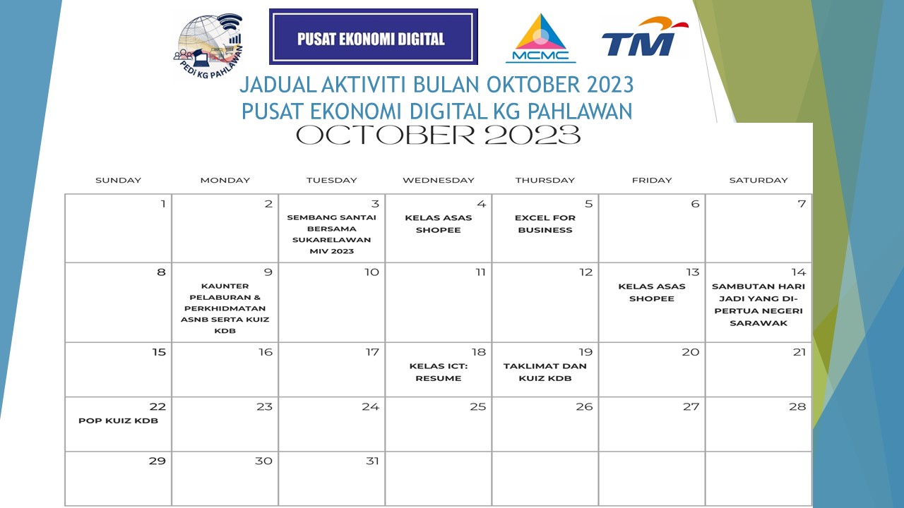 JADUAL AKTIVITI BULAN OKTOBER 2023